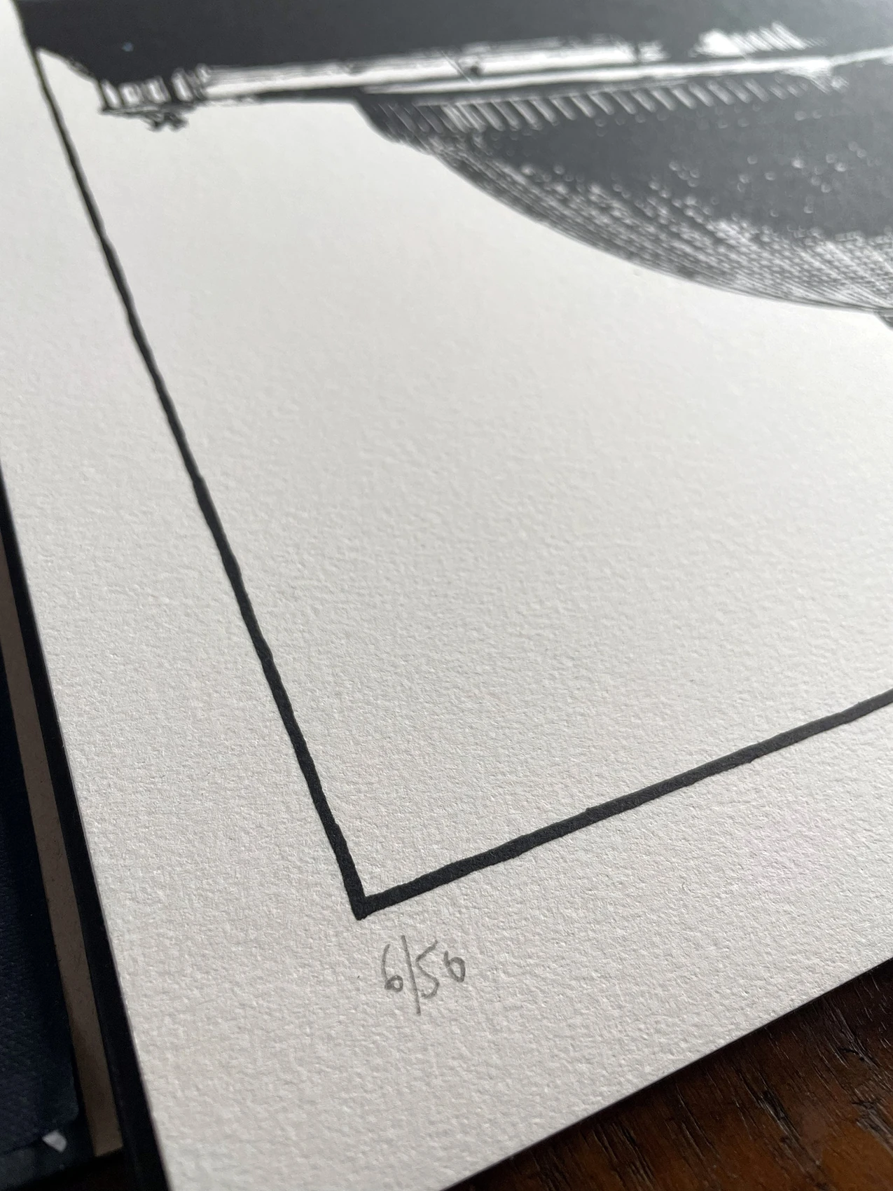 Lithograph paper and ink detail