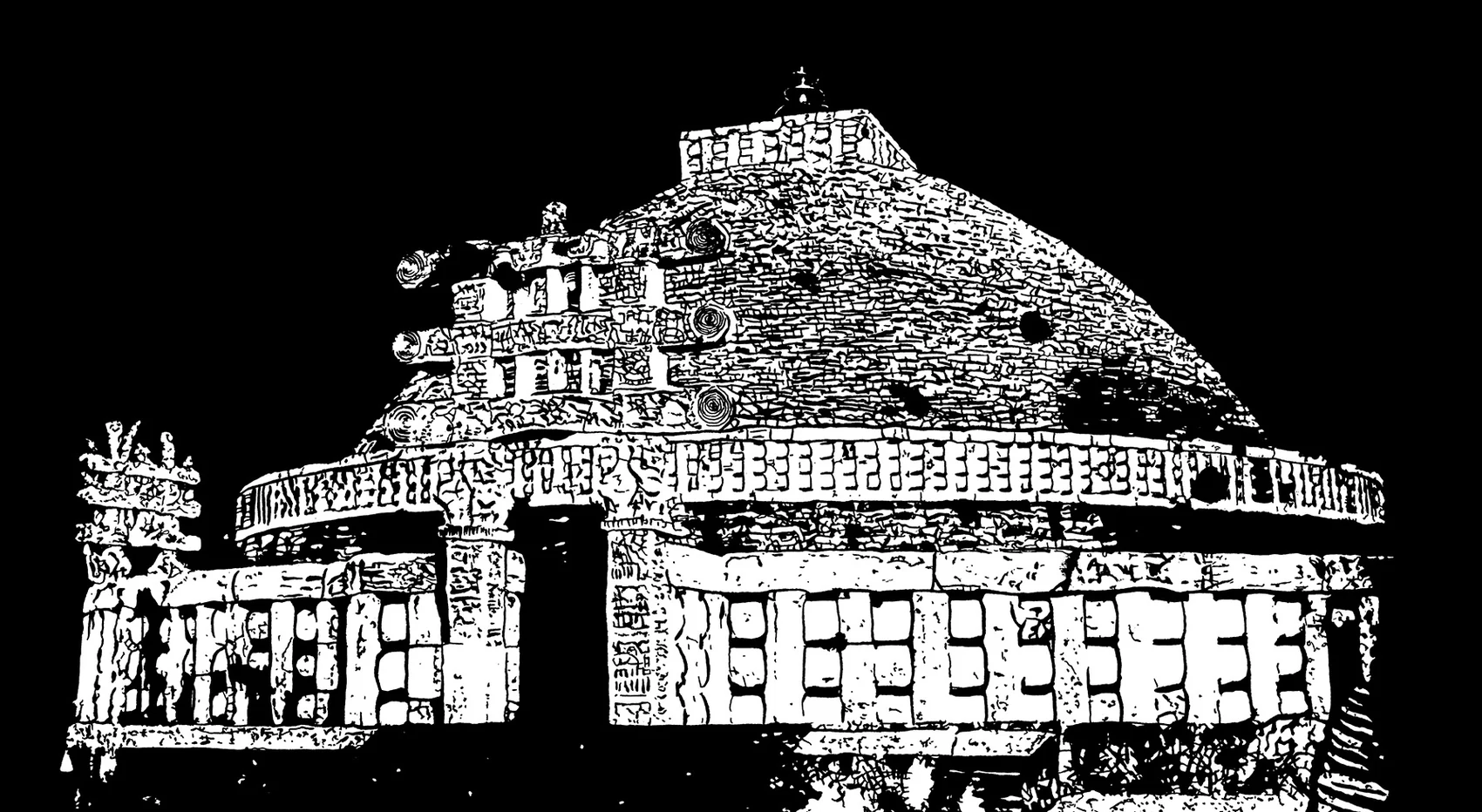 High-resolution detail of the inverted stupa in Ayodhya