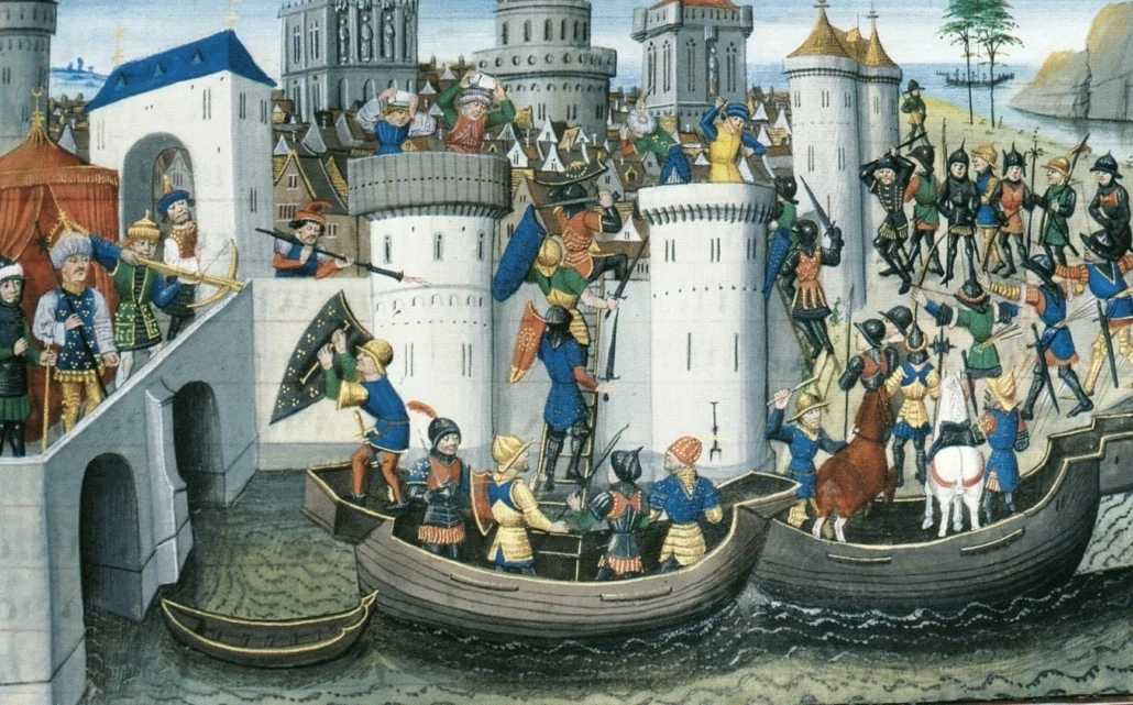 Medieval manuscript image of the Fourth Crusade