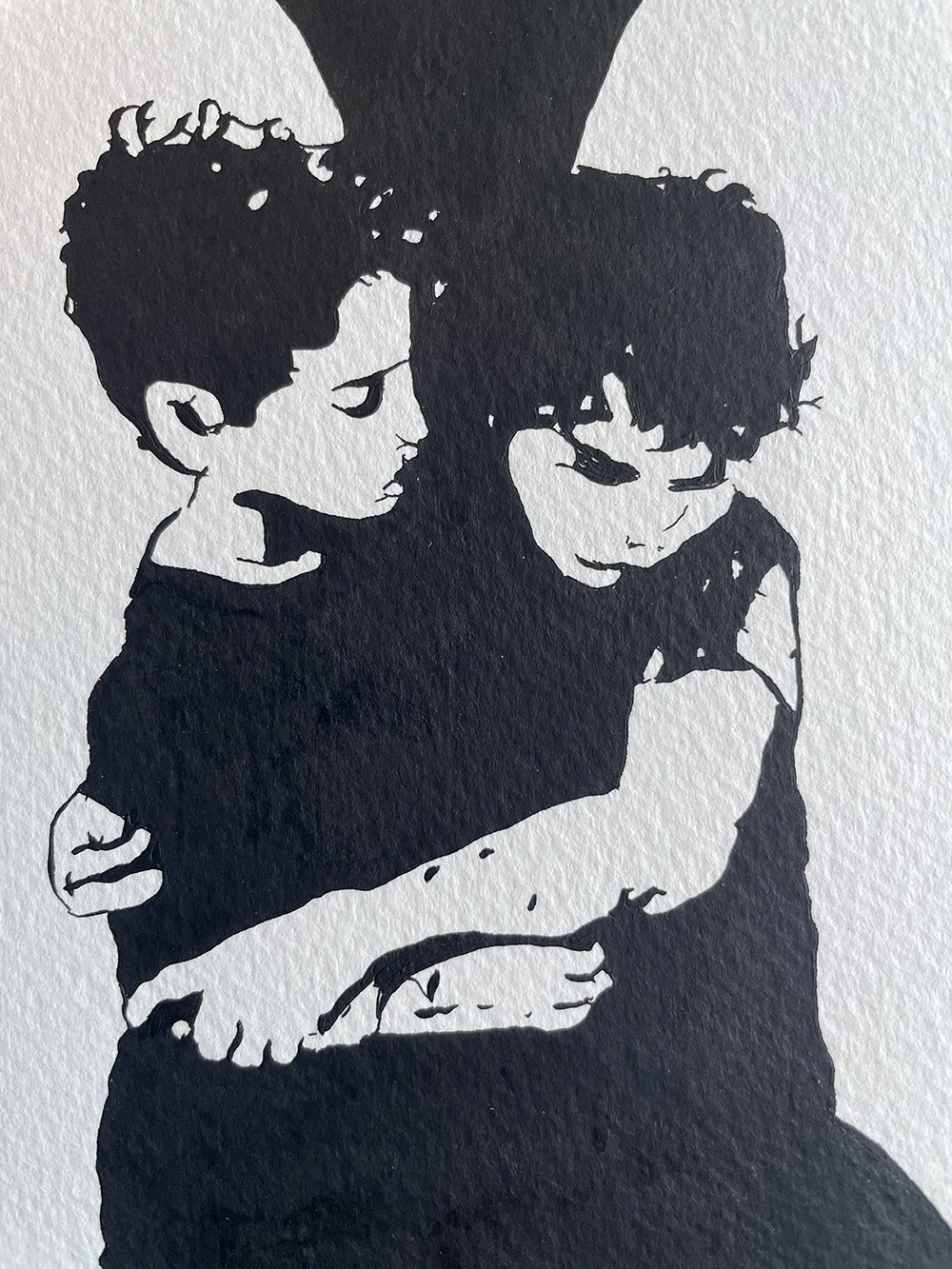 High-resolution detail of the embracing brothers