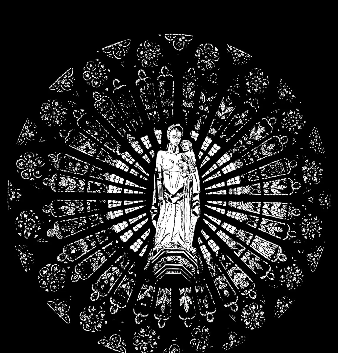 Detail of Mary 2.0 showing the cathedral rose