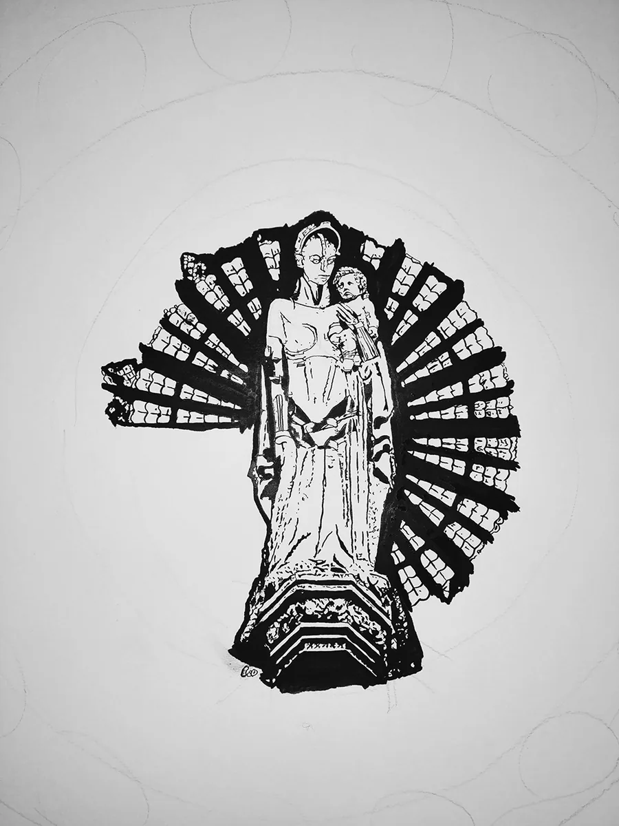 Early ink stage of Mary 2.0