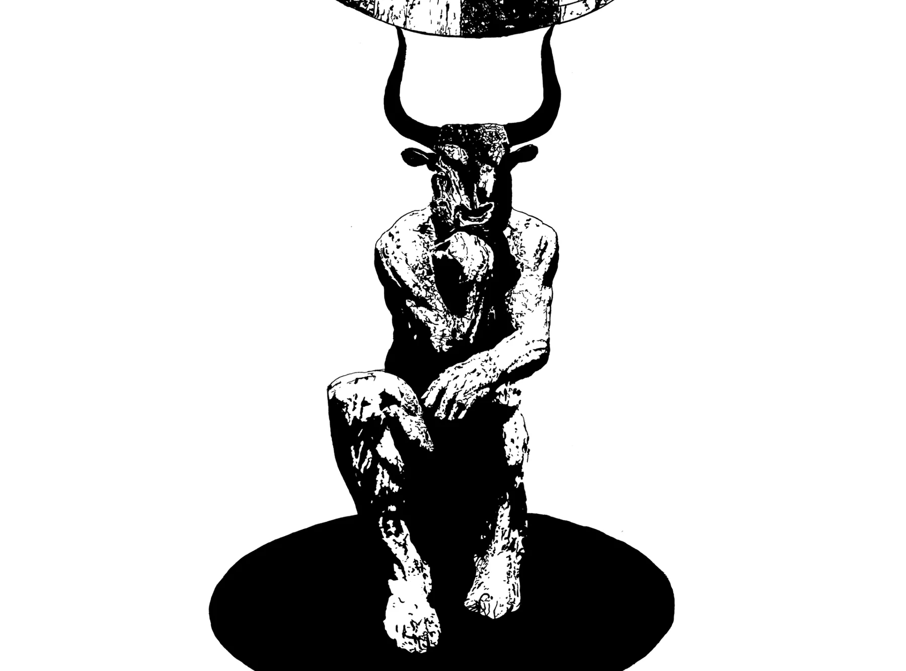 Detail of the thinking Minotaur in Mystified