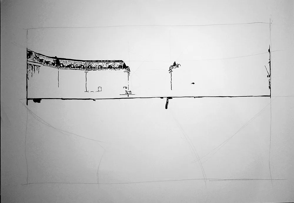 First ink stages of Miroir de sanglots