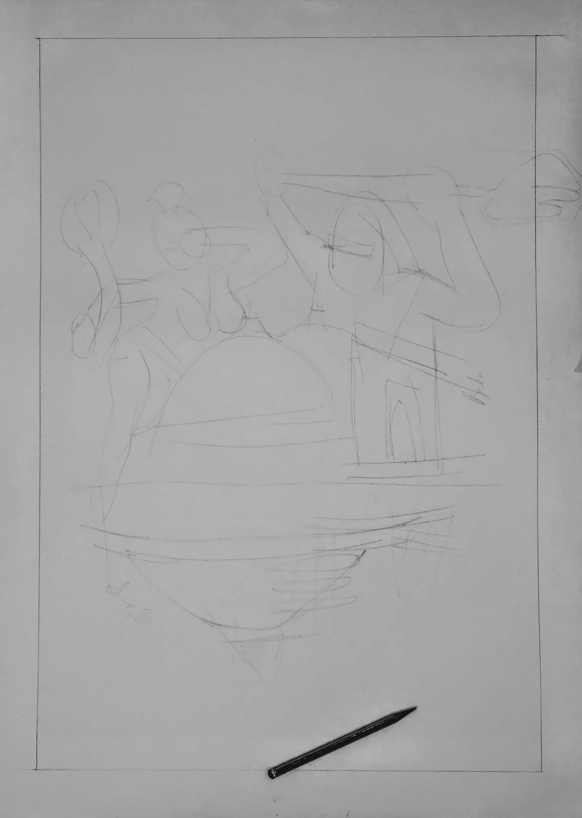 Pencil study during the preparation of Ayodhya