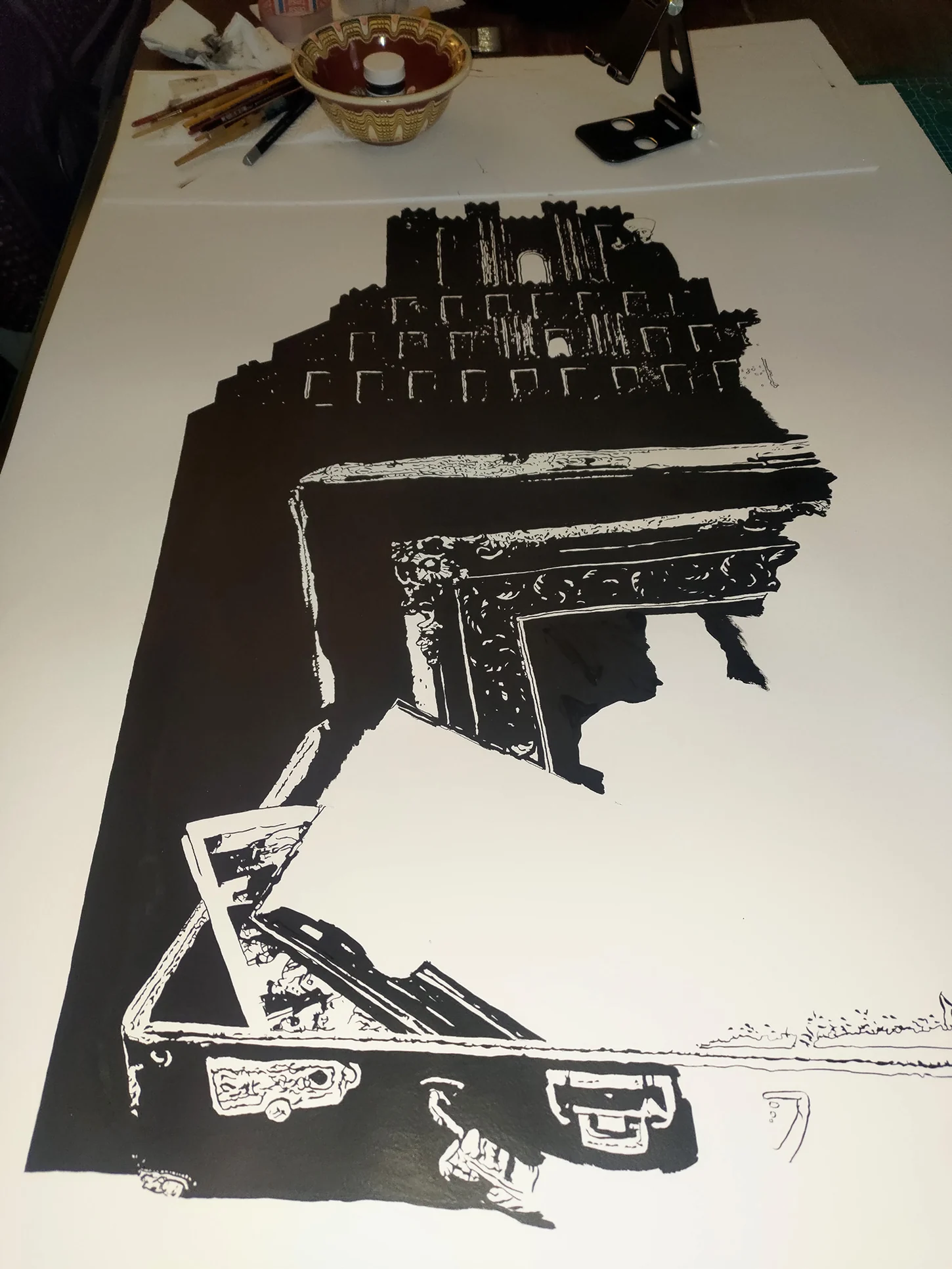 West of Eden 2026 work in progress, with Babel and the suitcase still partly open